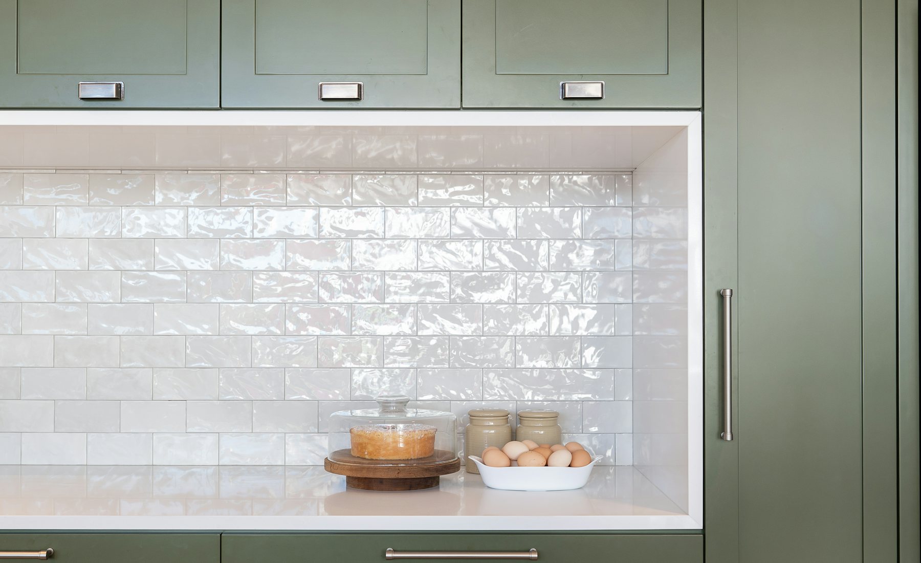 Glossy handmade-look subway backsplash