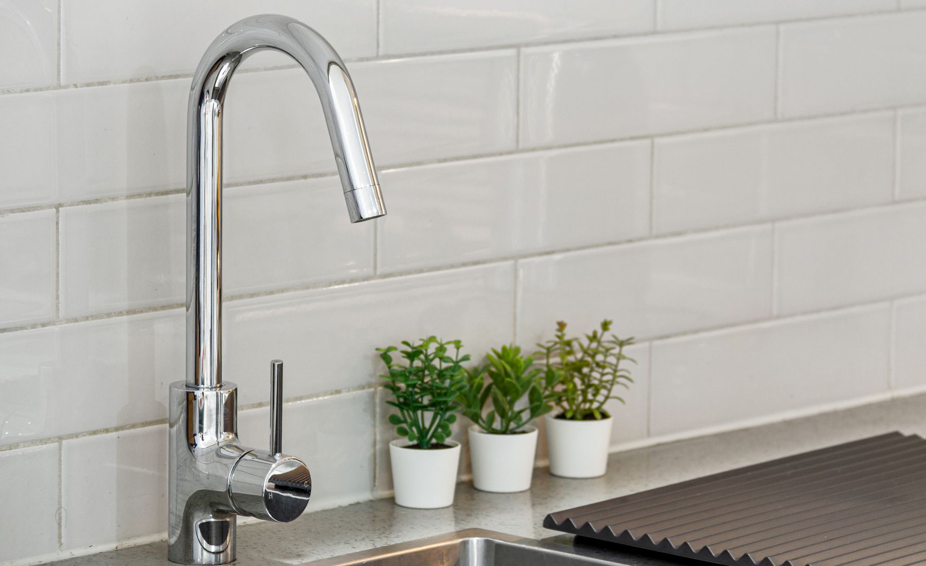Classic white subway backsplash